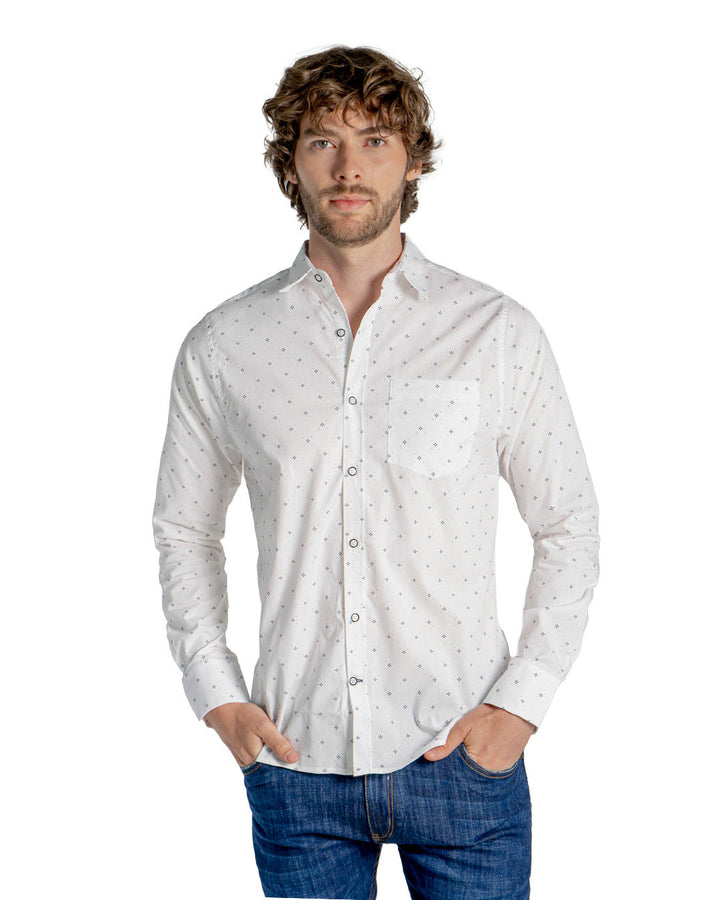 Camisa Spiritual  Manga Larga Slim Fit Ref CS8006-BLANCA