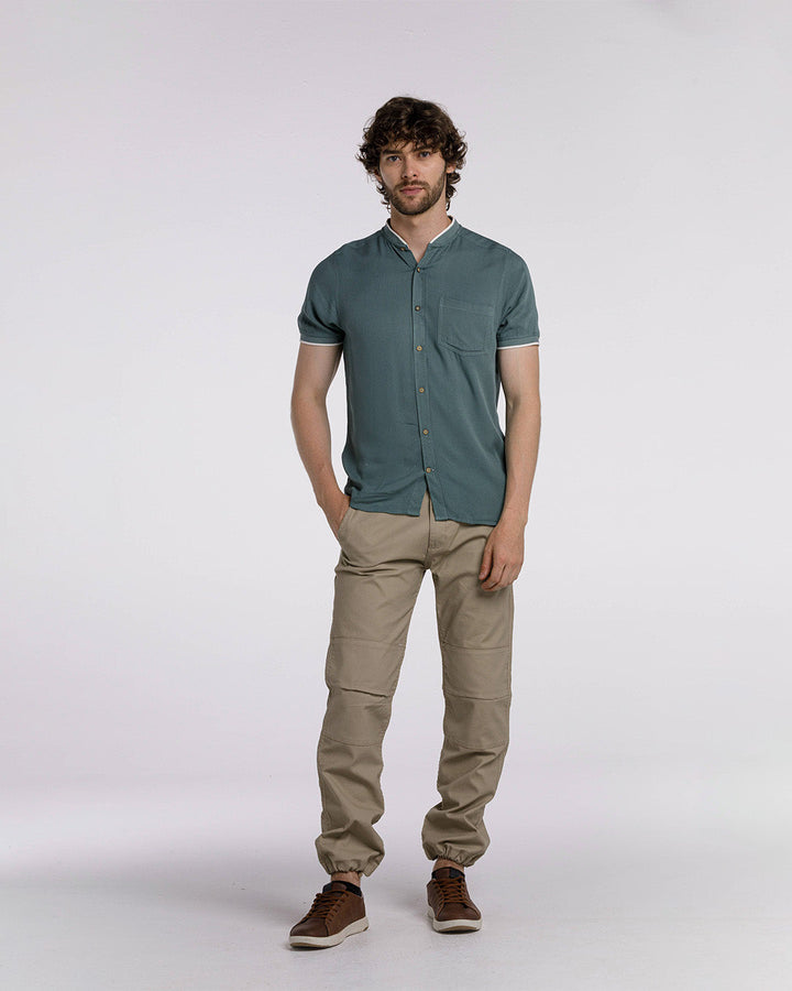 Camisa Spiritual de Hombre Fondo Entero Slim Fit Ref CS8016-VERDE