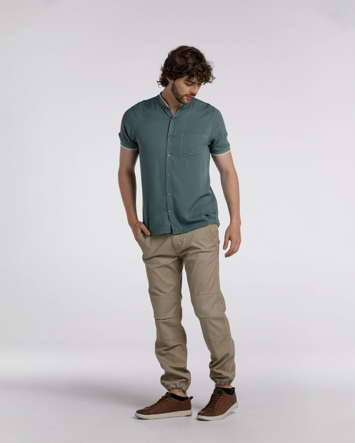 Camisa Spiritual de Hombre Fondo Entero Slim Fit Ref CS8016-VERDE