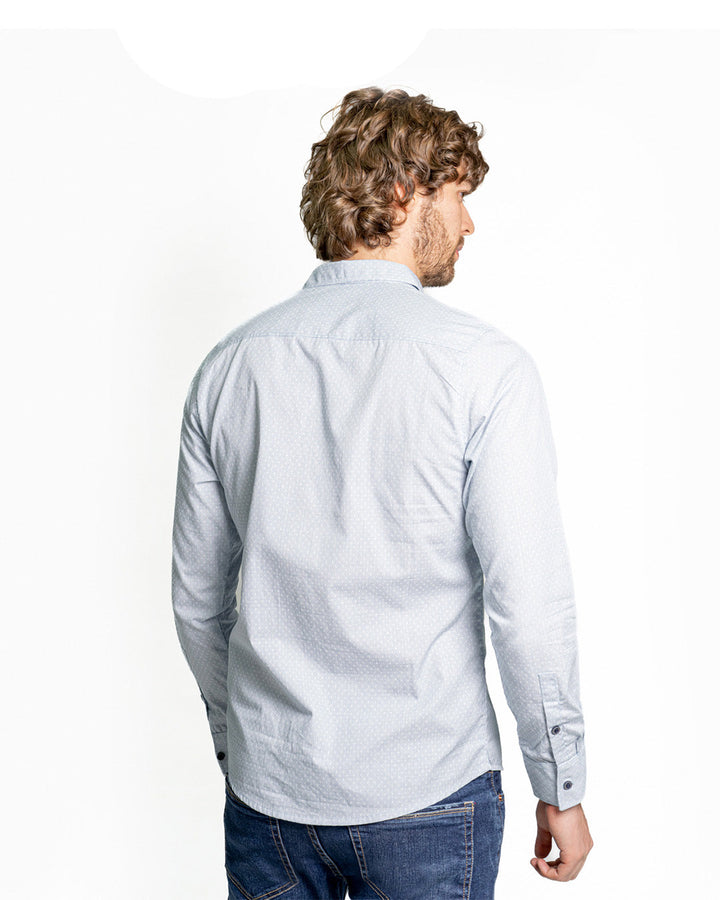 Camisa Spiritual de Hombre  Manga Larga Mini Print Ref CS7005-AZUL