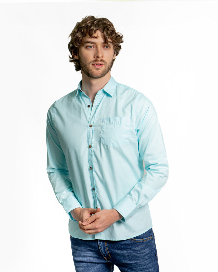 Camisa Spiritual de Hombre Slim Fit En Tela Oxford Ref CS8004
