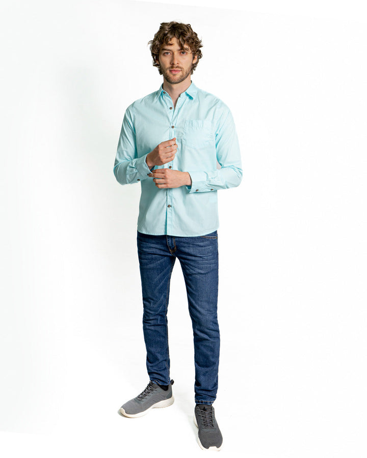 Camisa Spiritual de Hombre Slim Fit En Tela Oxford Ref CS8004