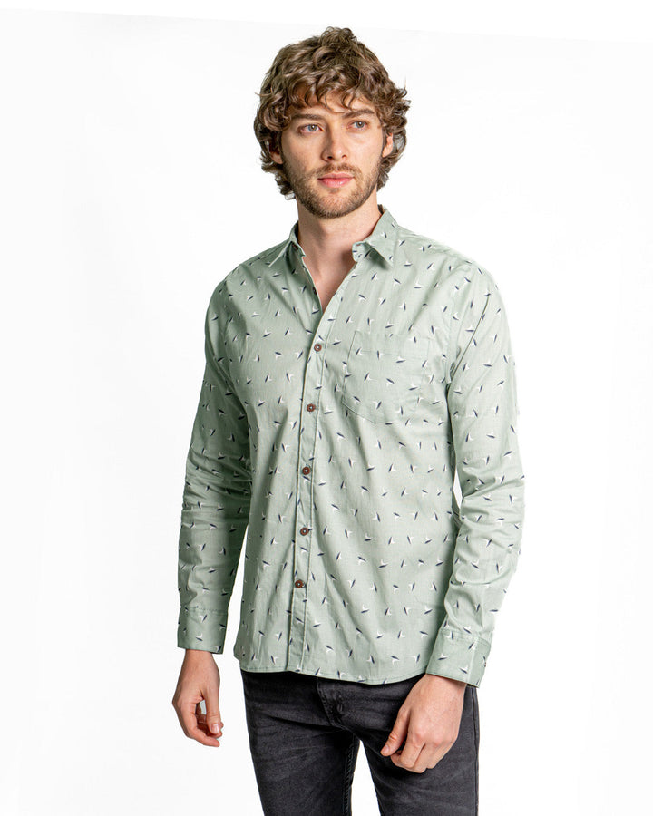 Camisa Spiritual de Hombre Slim Fit Miniprint Ref CS8007