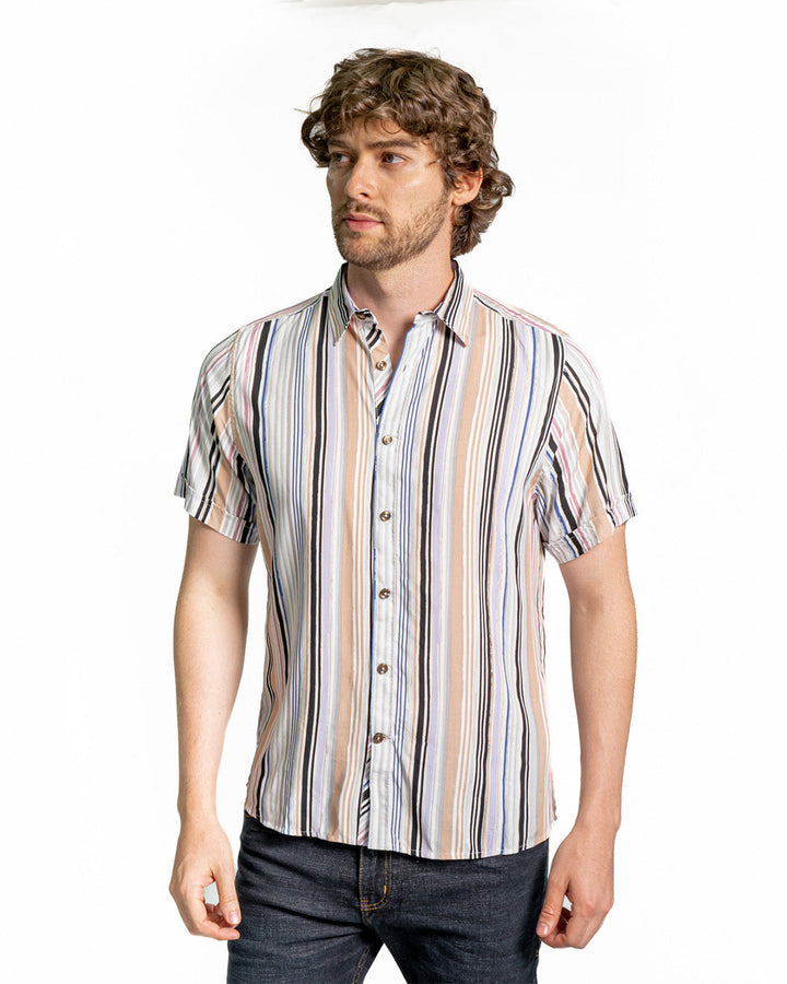 Camisa Spiritual de Hombre Slim Fit Rayas Ref CS8010