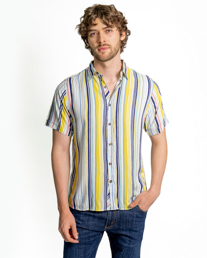 Camisa Spiritual de Hombre Slim Fit Rayas Ref CS8010