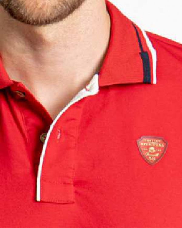 Camiseta Spiritual Tipo Polo Detalle en Perilla  Ref KH8004-ROJA