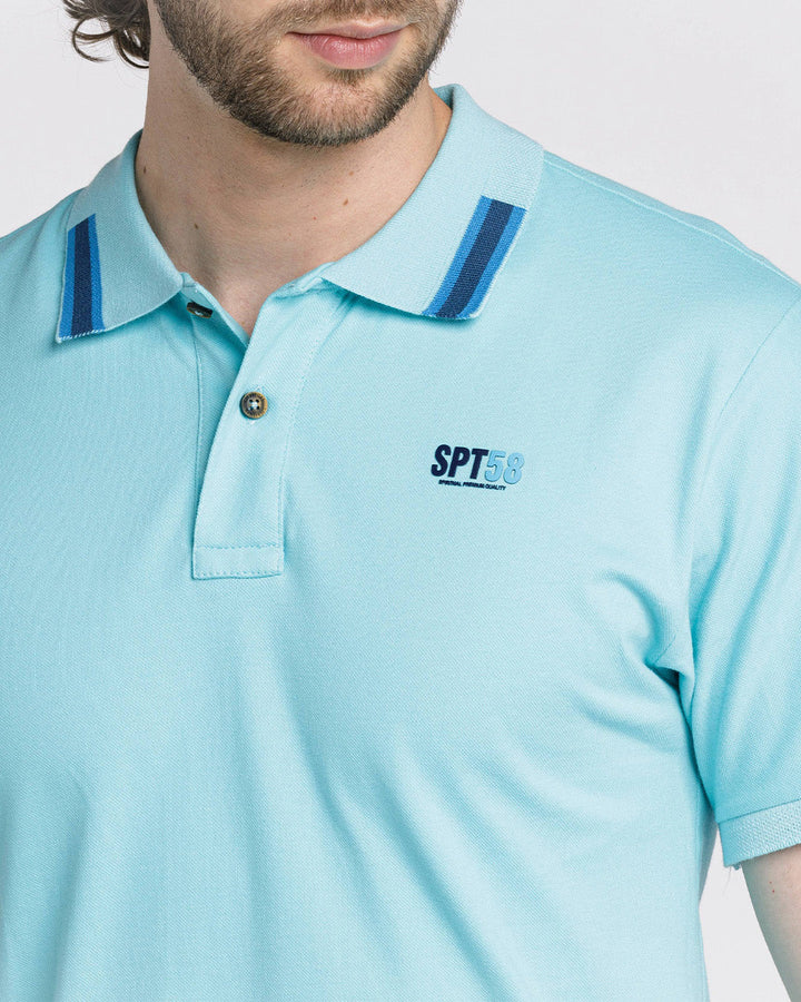 Camiseta Spiritual Tipo Polo   Ref KH8018-AGUAMARINA