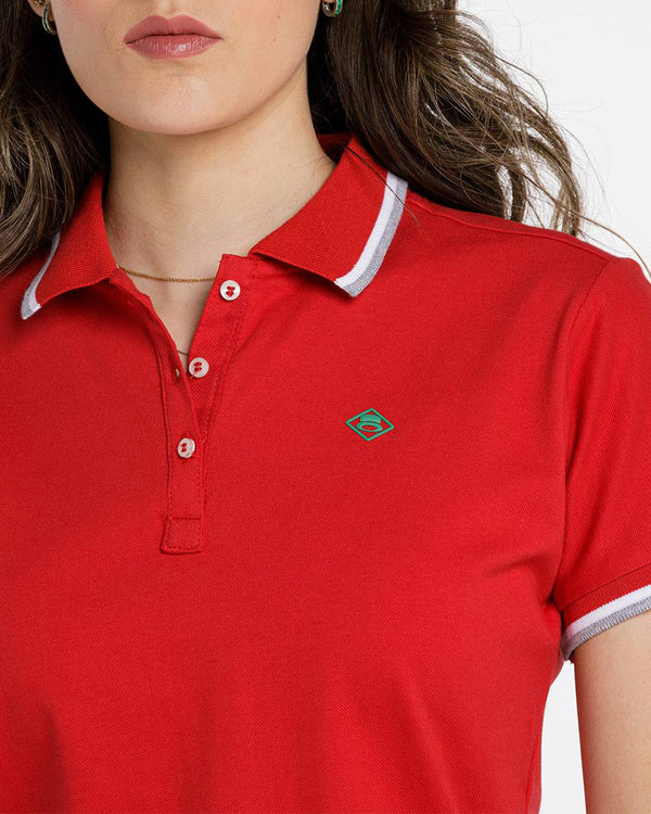 Camiseta Spiritual Tipo Polo de Dama  Ref KD8000-ROJA