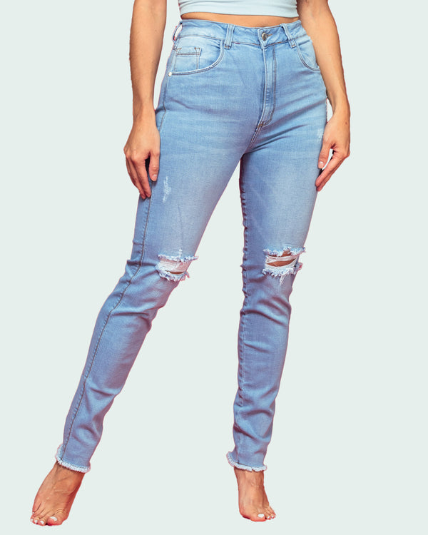 Jean Spiritual Dama Skinny Con Bota Desflecada Ref DS6037