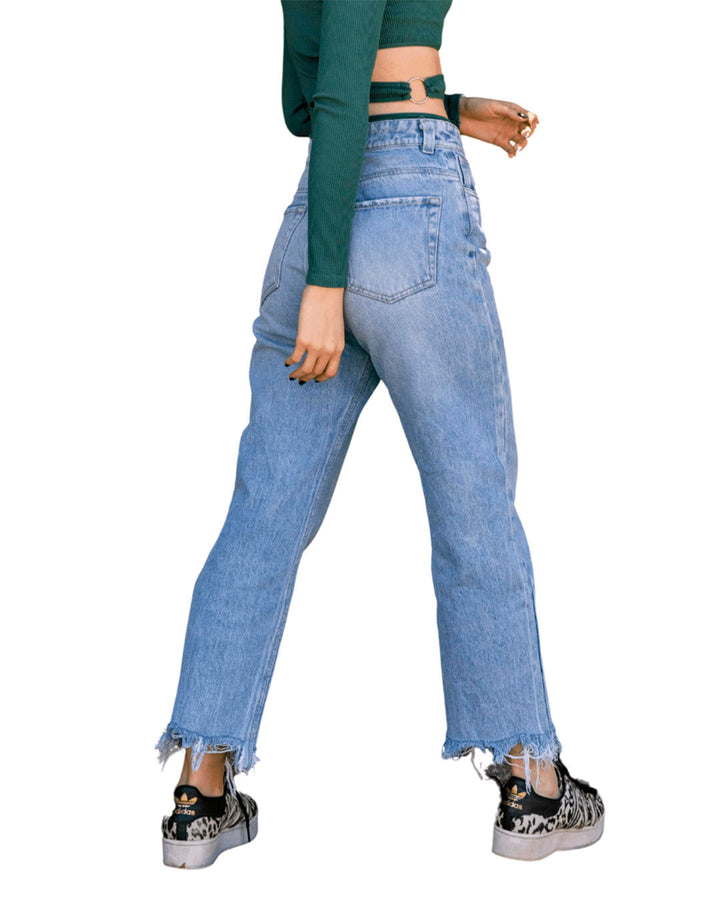 Jean Spiritual Dama  Skinny Con Dirty y Bota Doblada Ref DS7009