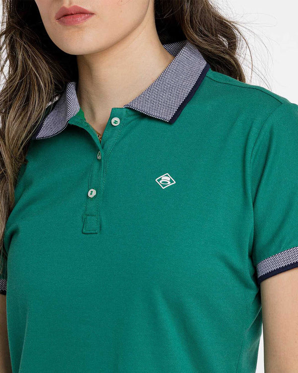 Camiseta Spiritual Tipo Polo de Dama  Ref KD8000-VERDE